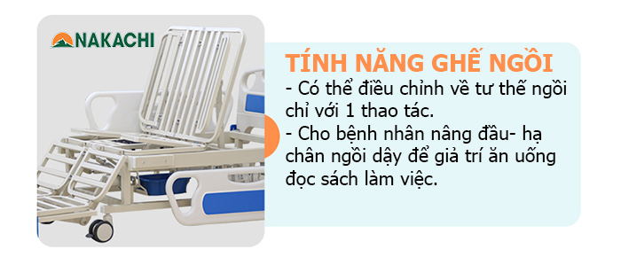 tính năng ngồi Giường Y Tế Đa Năng Điện Cơ Nakachi NC-04DC